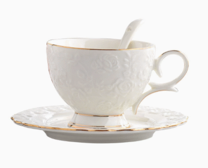 Vintage Ceramic Coffee Cup & Saucer Set - European Style for Iced Americano/Latte/Home Use